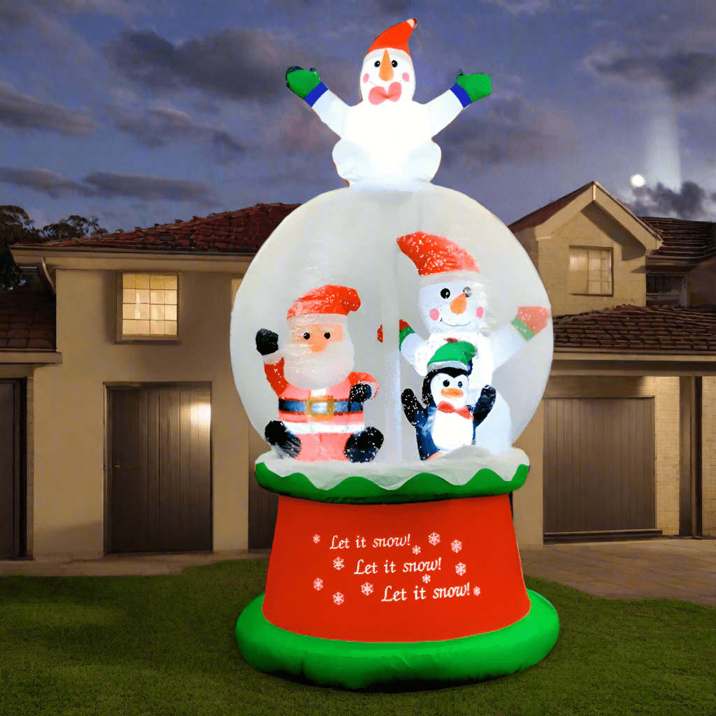 Snow Globe with Santa and Snowman Inflatable - 210cm