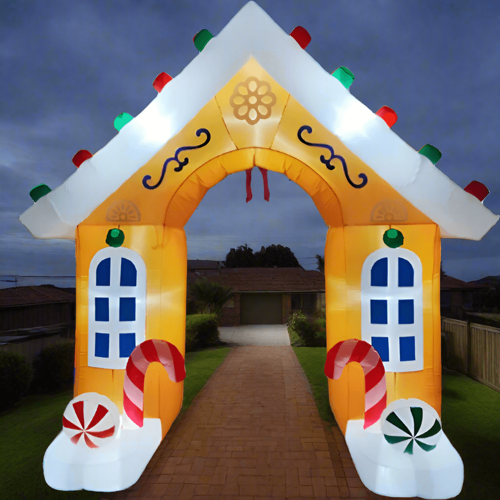 Gingerbread House Arch with Candy Canes Inflatable - 270cm