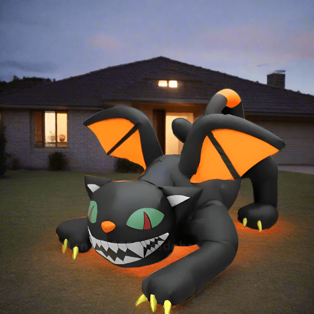 Inflatable Pouncing Winged Black Cat - 180cm