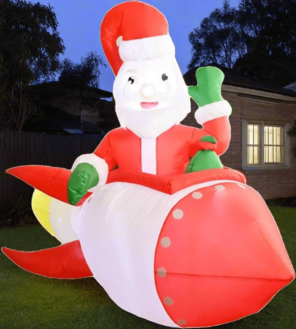 Inflatable Santa on Rocket Plane Inflatable - 180cm