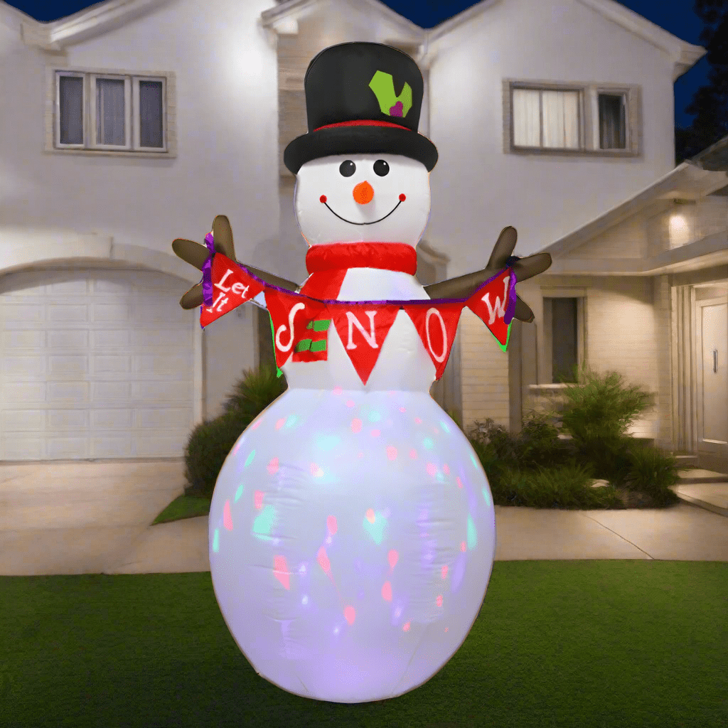 Snowman with "Let it Snow" Banner Inflatable - 180cm