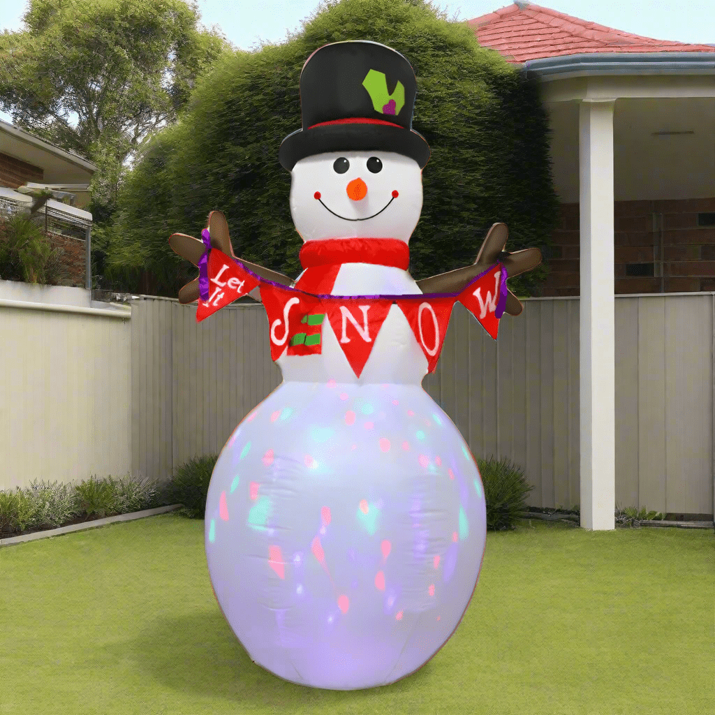 Snowman with "Let it Snow" Banner Inflatable - 180cm