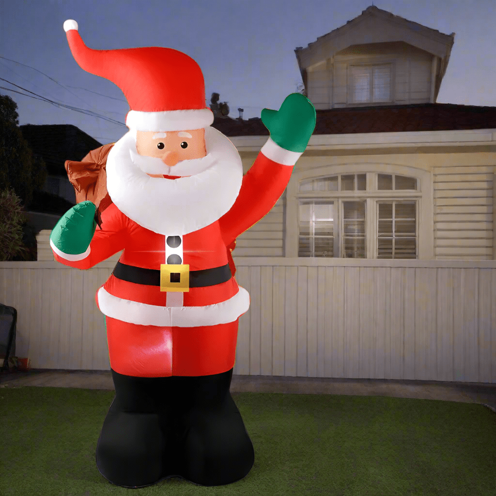 Waving Santa with Present Sack and LED Lights Inflatable - 180cm