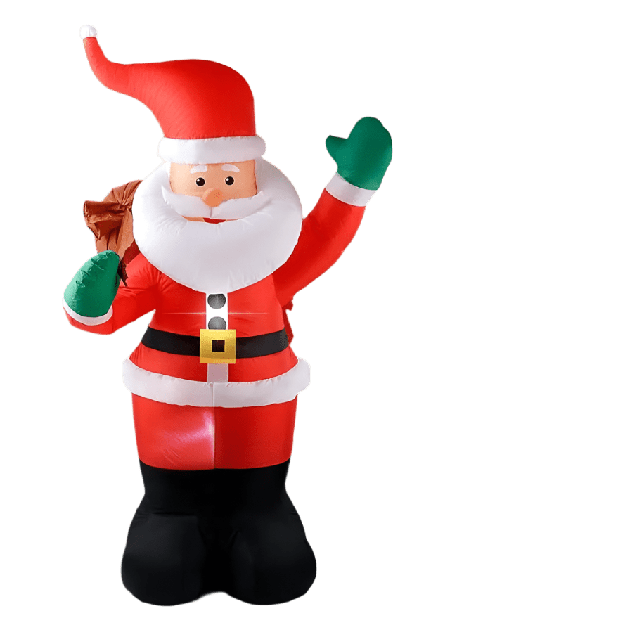 Waving Santa with Present Sack and LED Lights Inflatable - 180cm