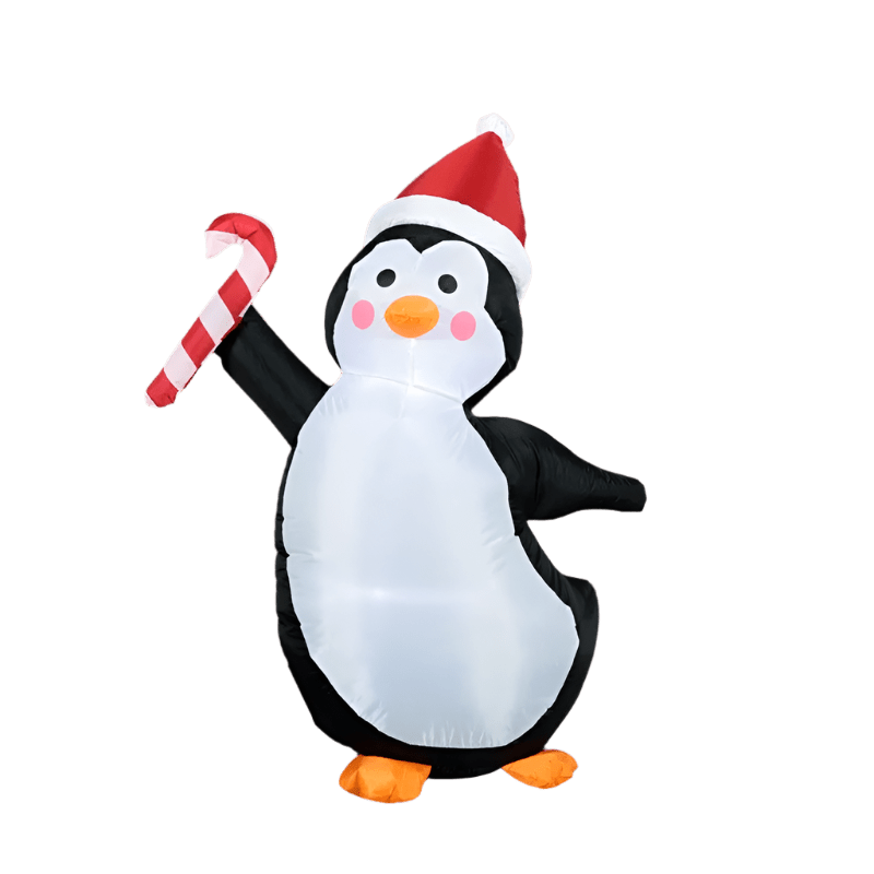 Joyful Christmas Penguin with Candy Cane Inflatable - 150cm