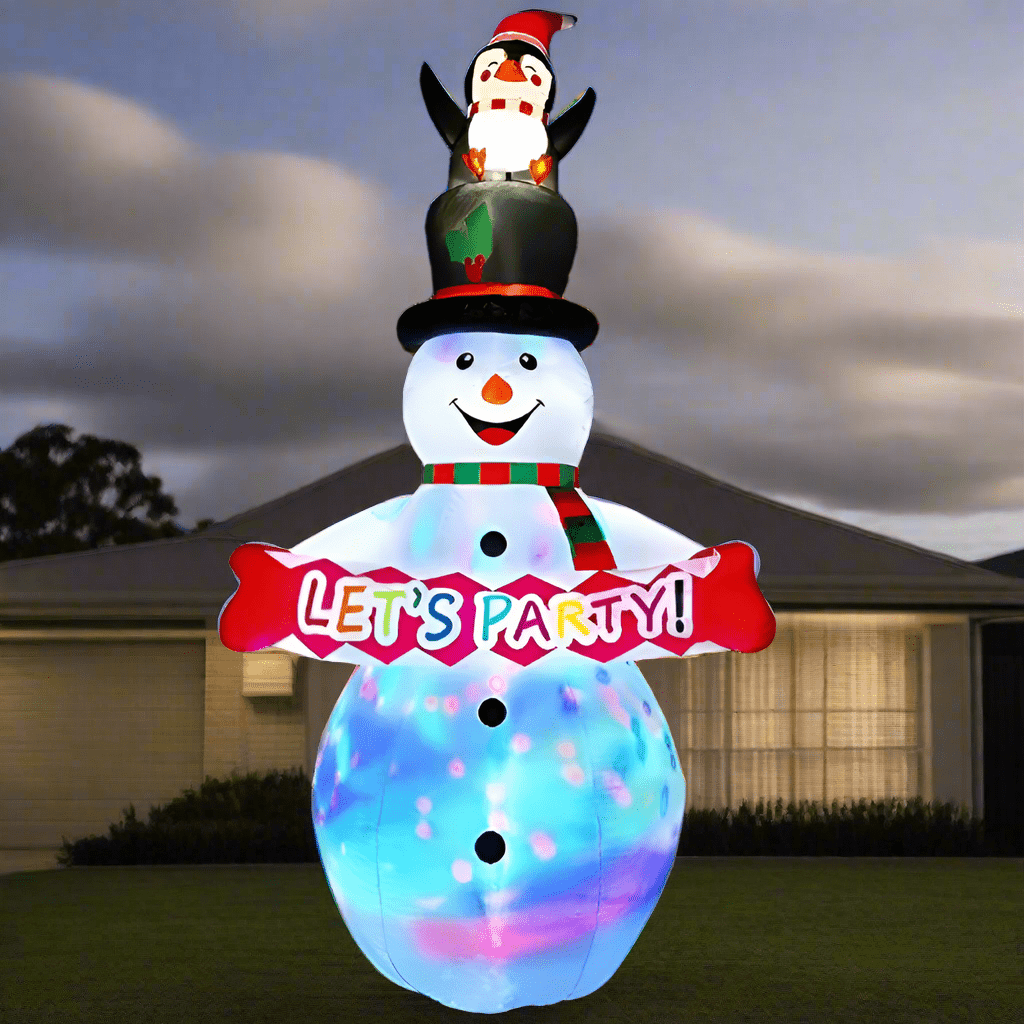 Let’s Party Snowman and Penguin Inflatable - 240cm