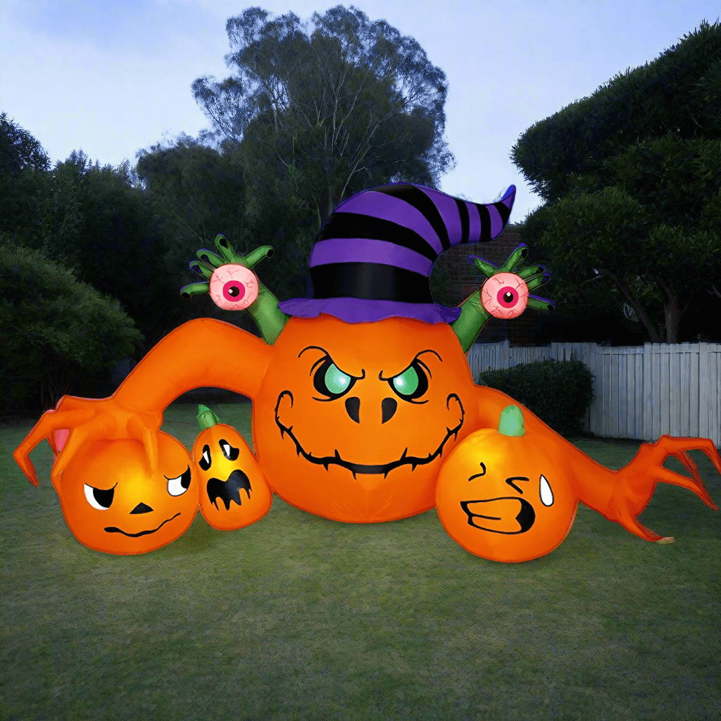 Monster Pumpkin with Witch Hat Inflatable - 240cm