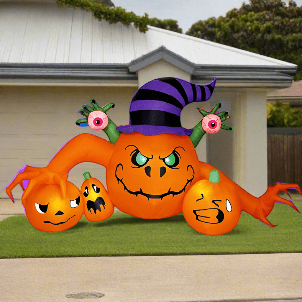 Monster Pumpkin with Witch Hat Inflatable - 240cm