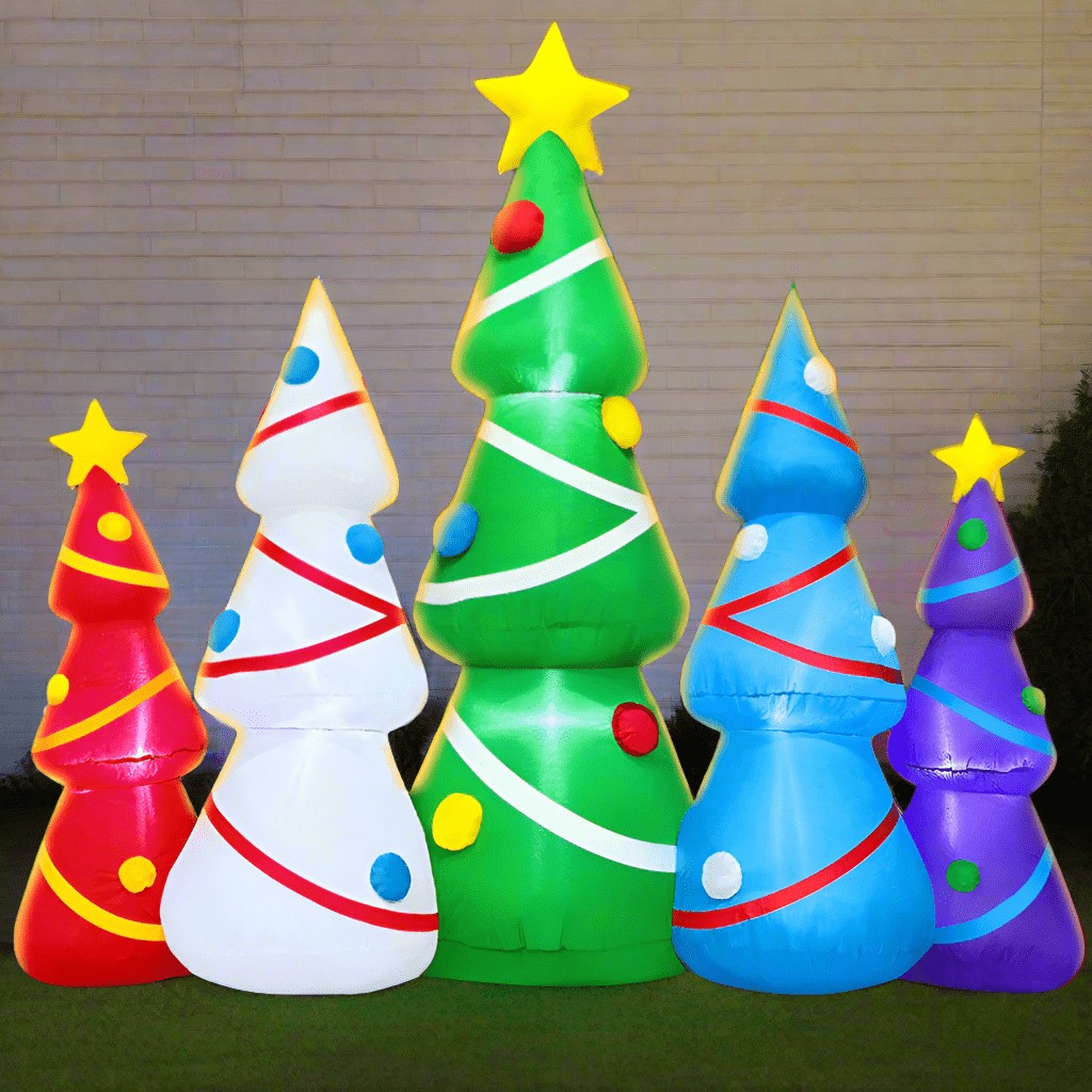 Multi-Coloured Christmas Tree Set Inflatable - 180cm