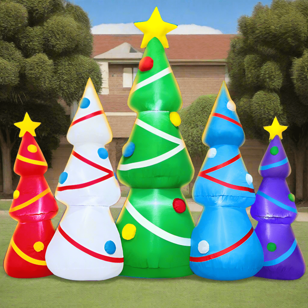 Multi-Coloured Christmas Tree Set Inflatable - 180cm