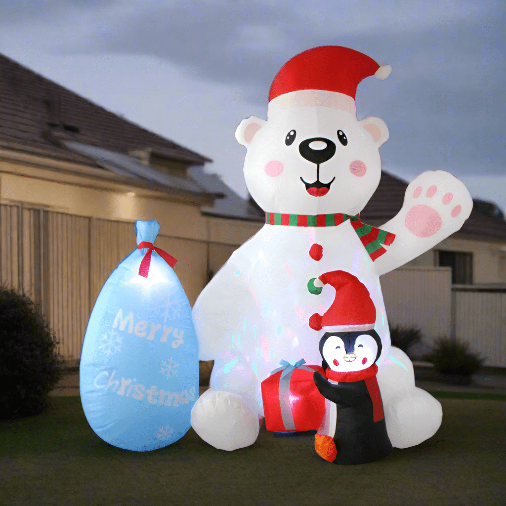 Polar Bear and Penguin with Lantern Inflatable - 210cm