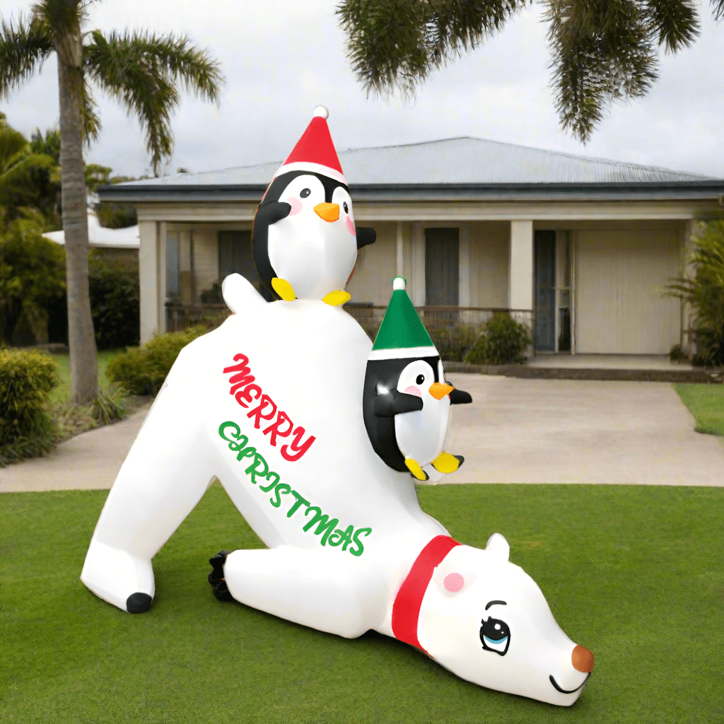 Polar Bear with Penguins Inflatable - 180cm