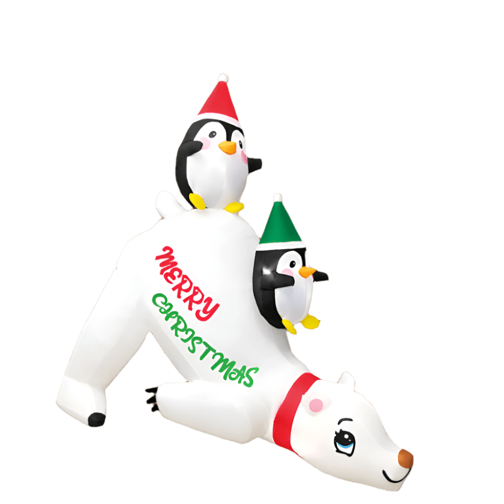 Polar Bear with Penguins Inflatable - 180cm