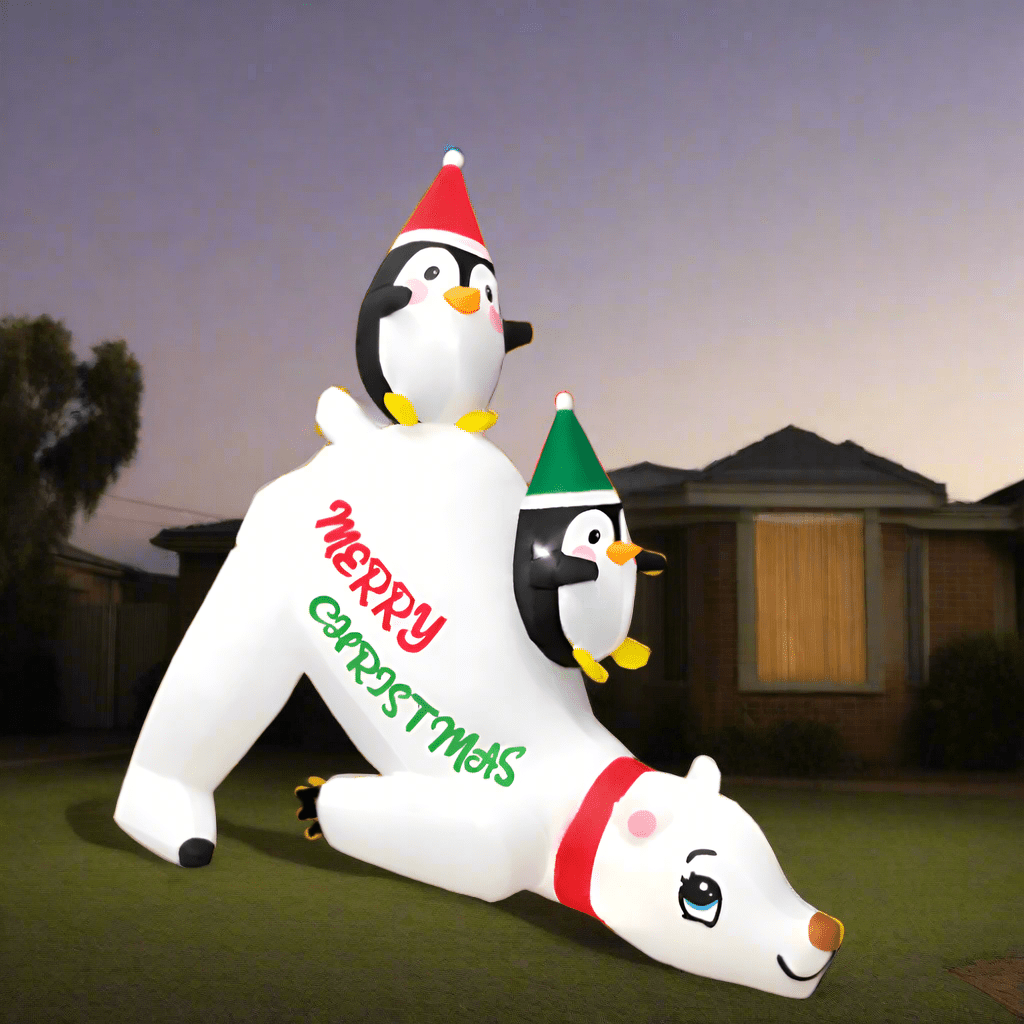 Polar Bear with Penguins Inflatable - 180cm