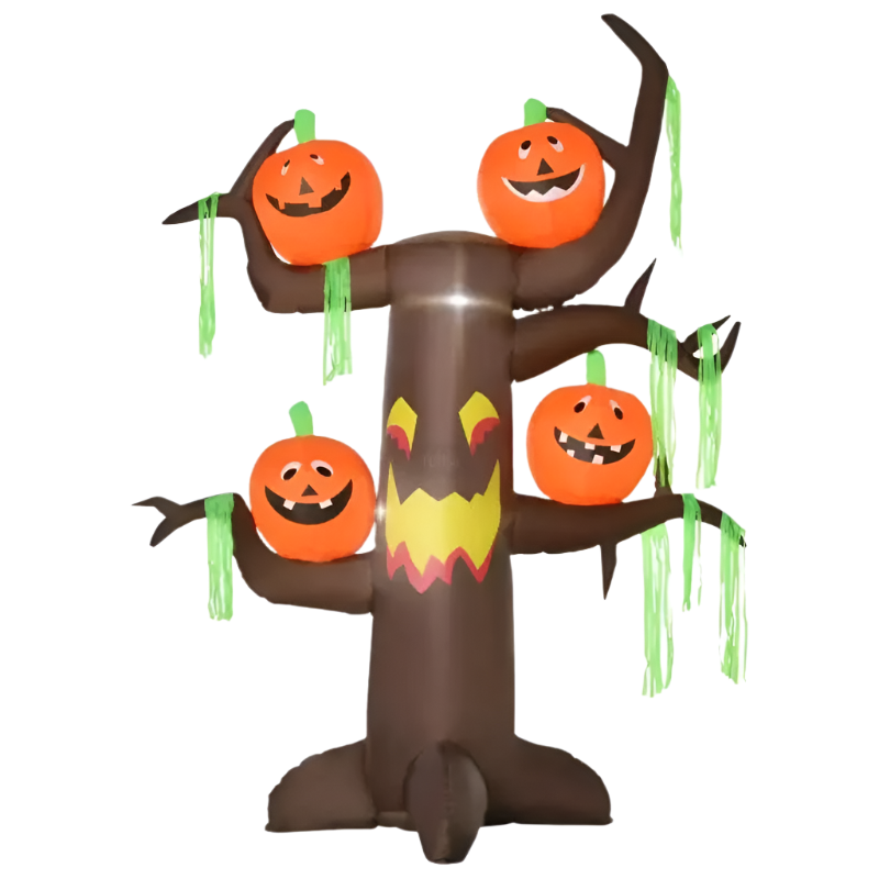 Pumpkin Tree with Glowing Ghost Faces - 240cm