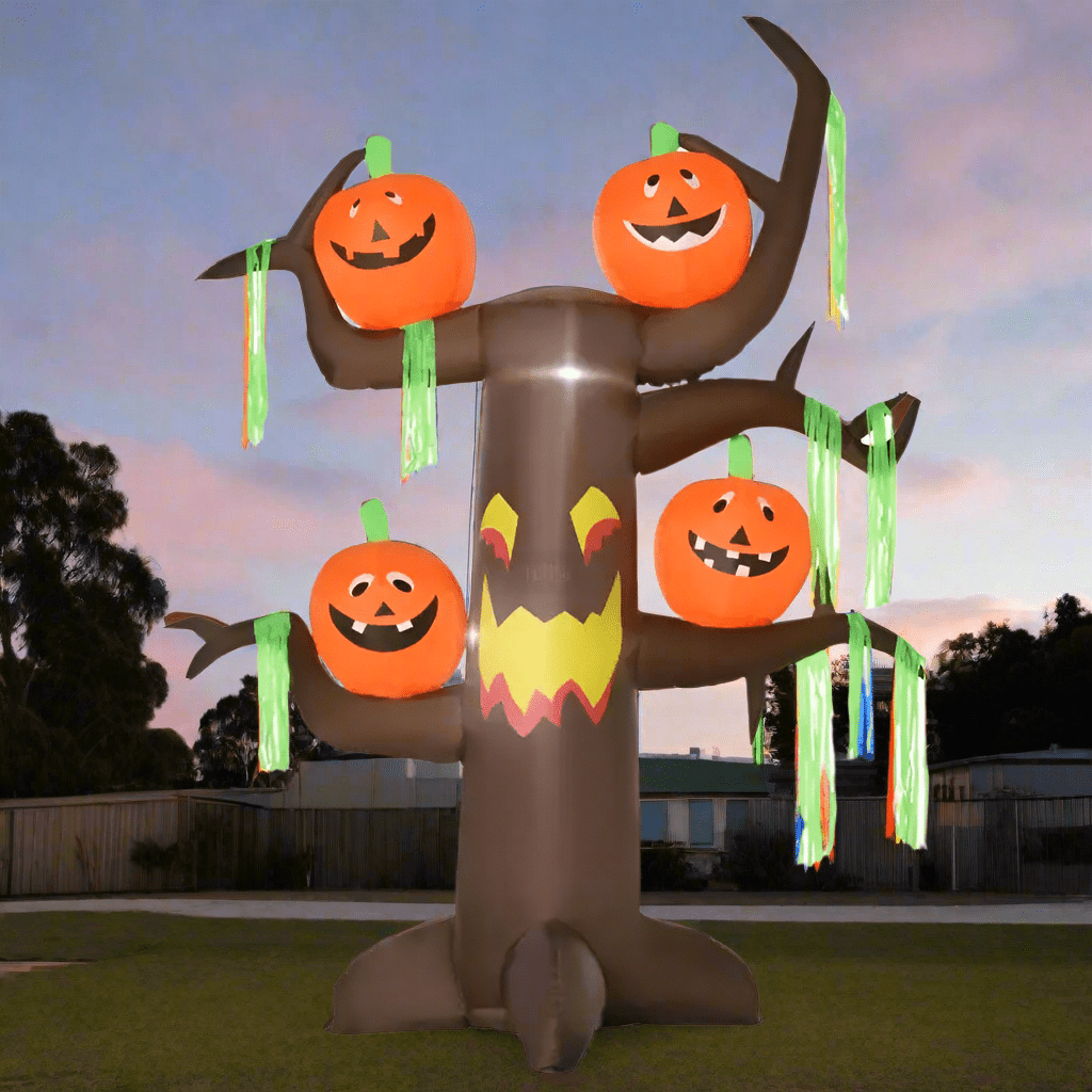Pumpkin Tree with Glowing Ghost Faces - 240cm