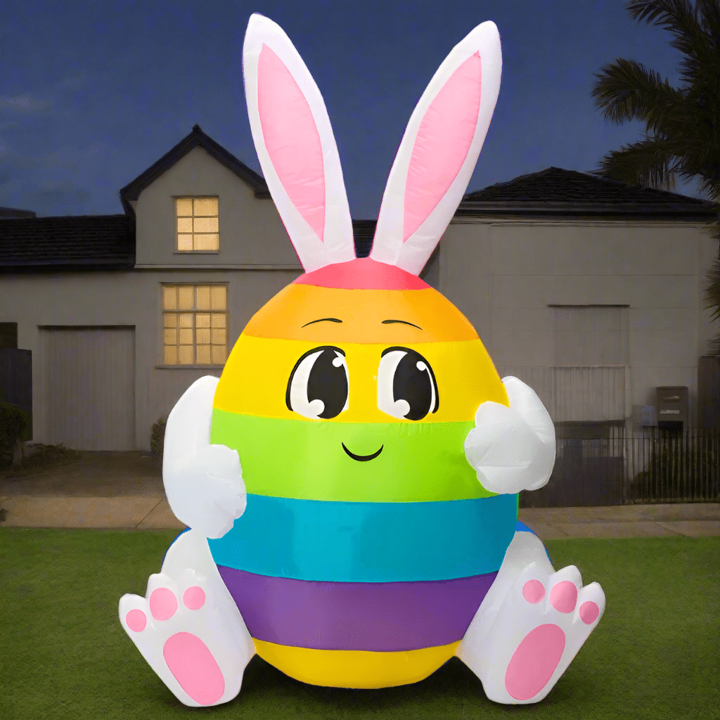 Rainbow Easter Bunny Egg Inflatable - 150cm