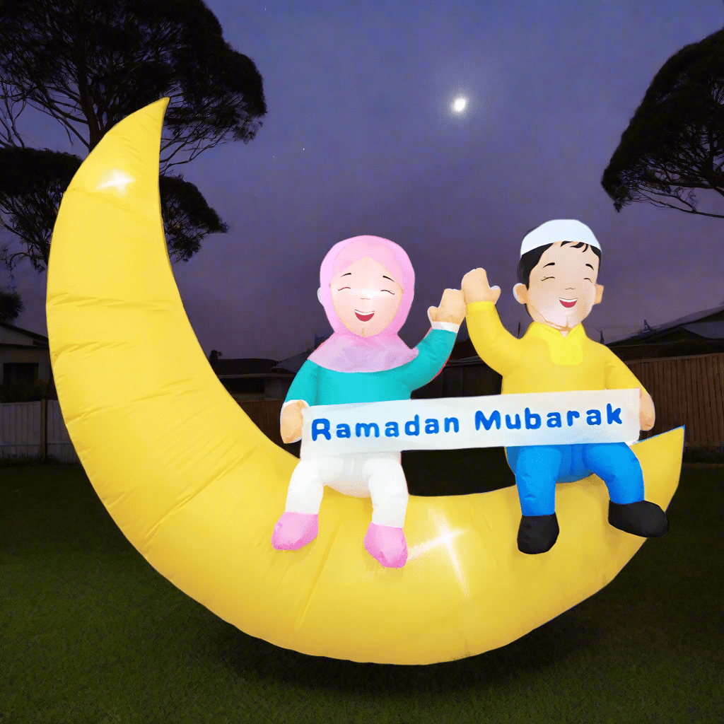 Ramadan Children on Crescent Moon Inflatable - 160cm