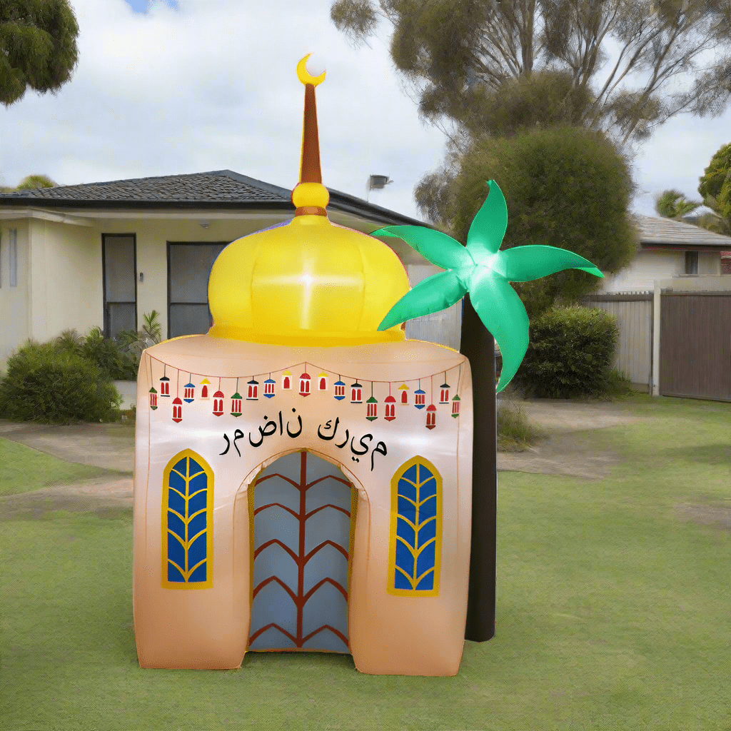 Ramadan Mosque with Palm Tree and Cresent Inflatable - 180cm