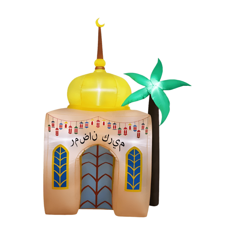 Ramadan Mosque with Palm Tree and Cresent Inflatable - 180cm