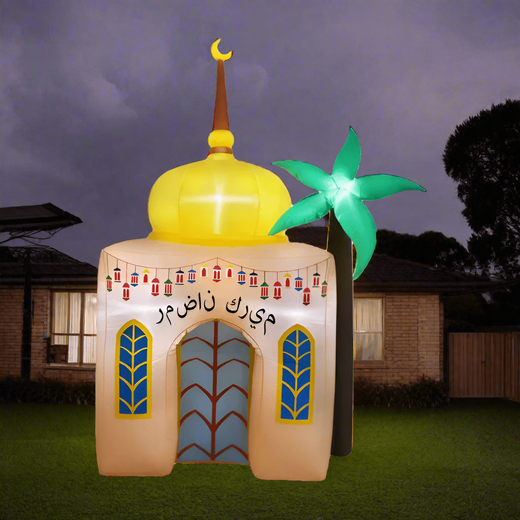 Ramadan Mosque with Palm Tree and Cresent Inflatable - 180cm