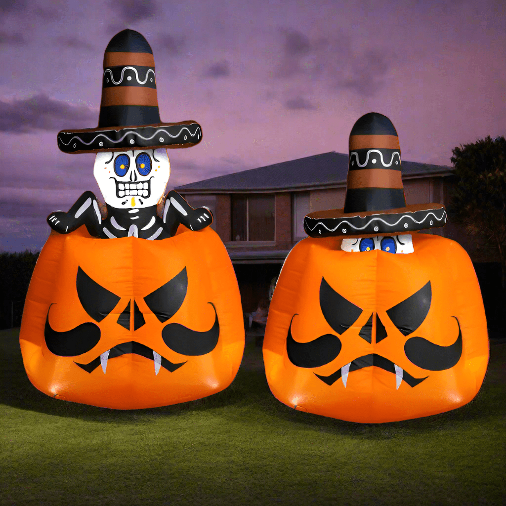 Rising and Falling Skeleton in Pumpkin - 210cm