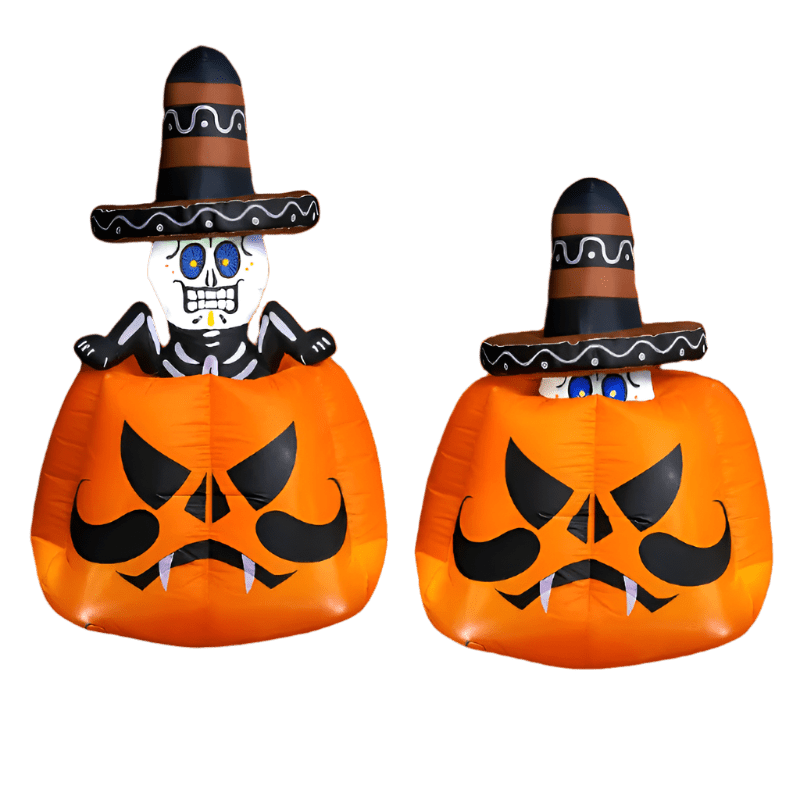 Rising and Falling Skeleton in Pumpkin - 210cm