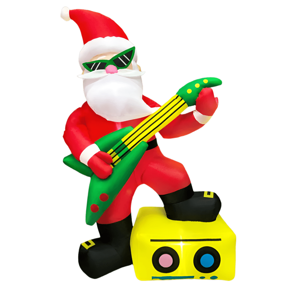 Rock Star Santa with Electric Guitar Inflatable - 180cm