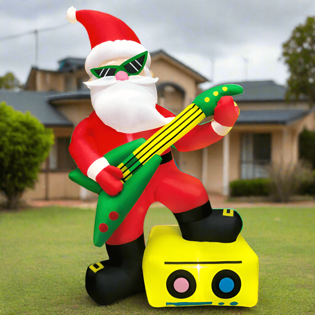 Rock Star Santa with Electric Guitar Inflatable - 180cm