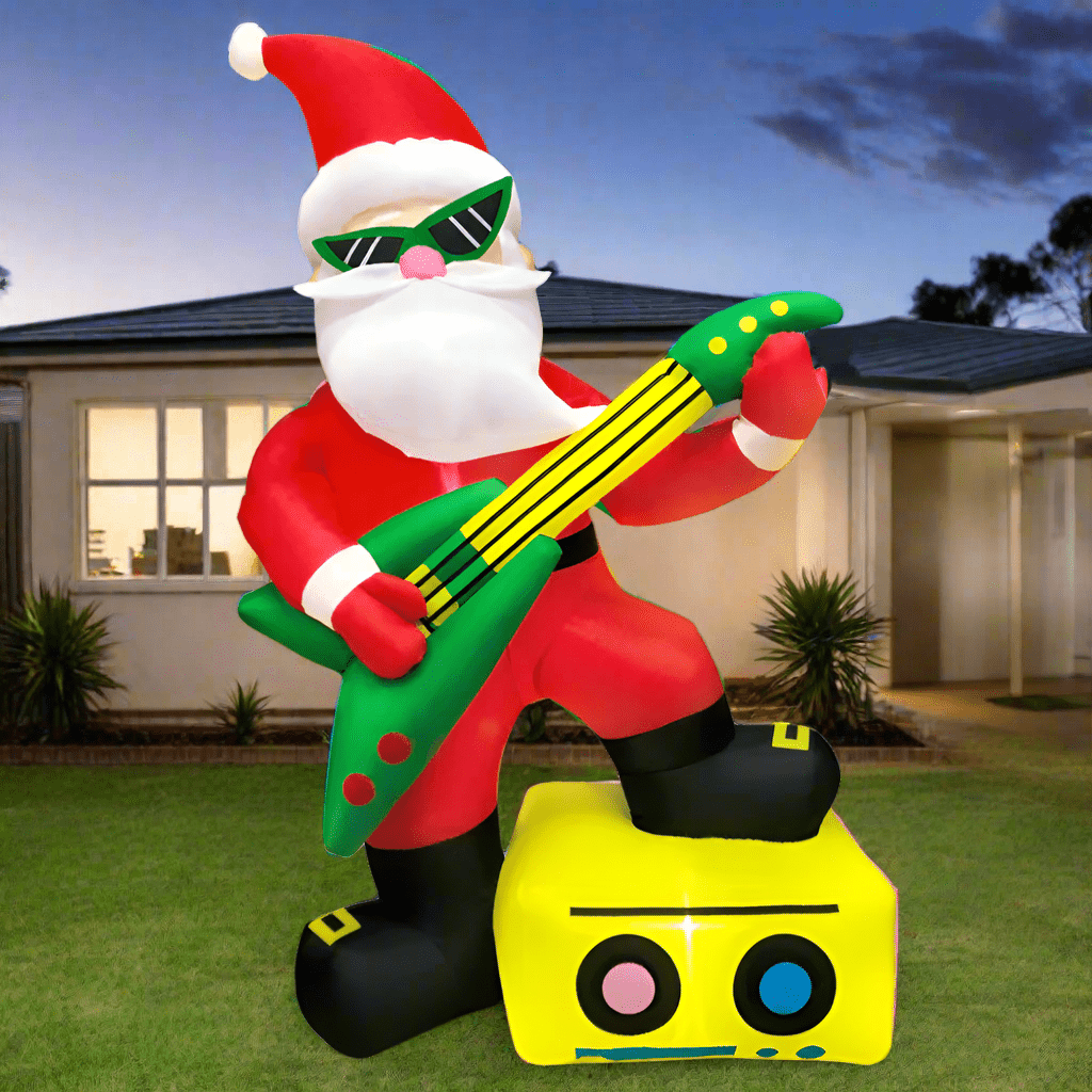 Rock Star Santa with Electric Guitar Inflatable - 180cm