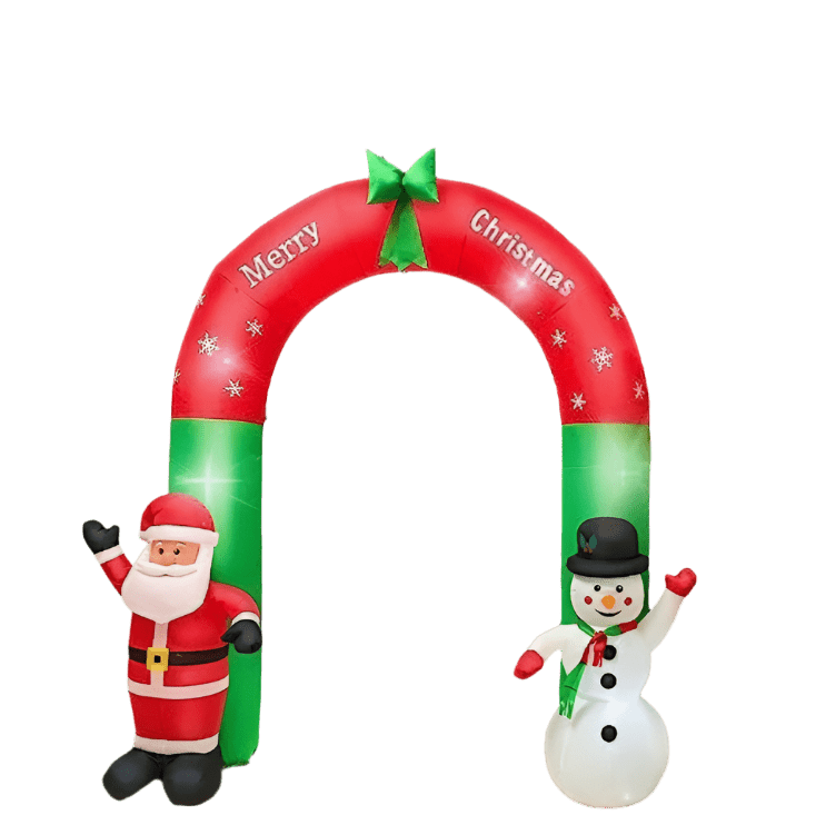 Santa and Snowman with Merry Christmas Archway Inflatable - 240cm