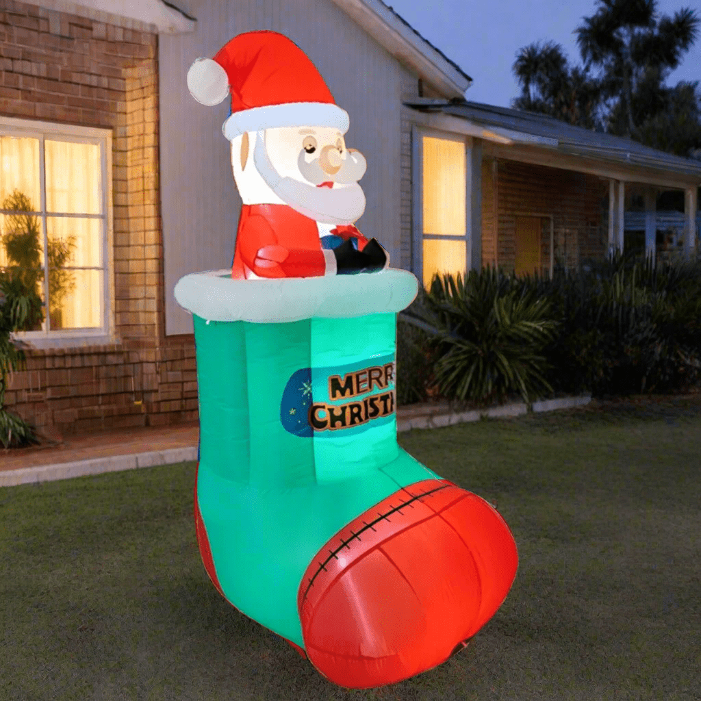Santa Claus Sitting in Christmas Stockings Inflatable - 160cm
