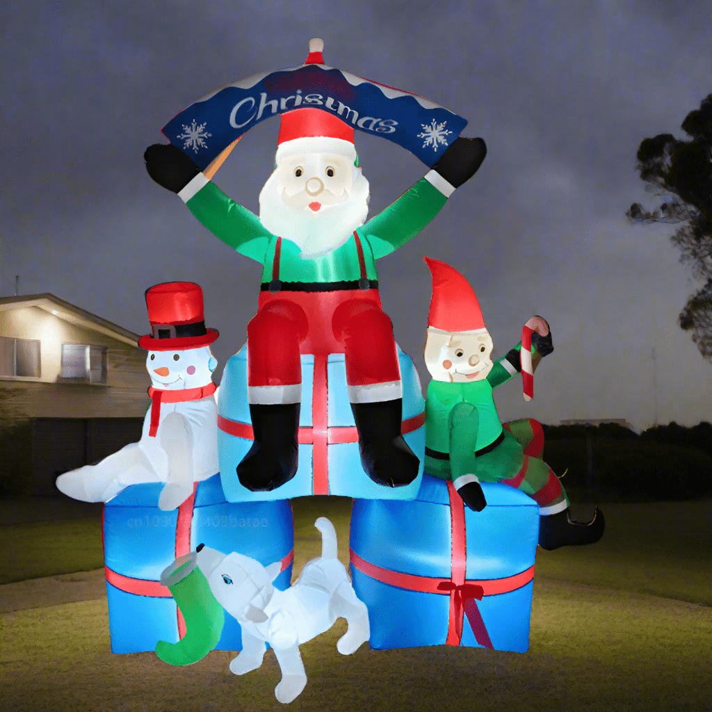 Santa, Elf, Snowman with Presents Inflatable - 210cm