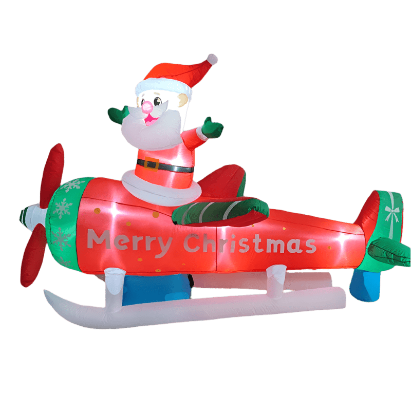 Santa Flying a Christmas Aeroplane Inflatable - 270cm