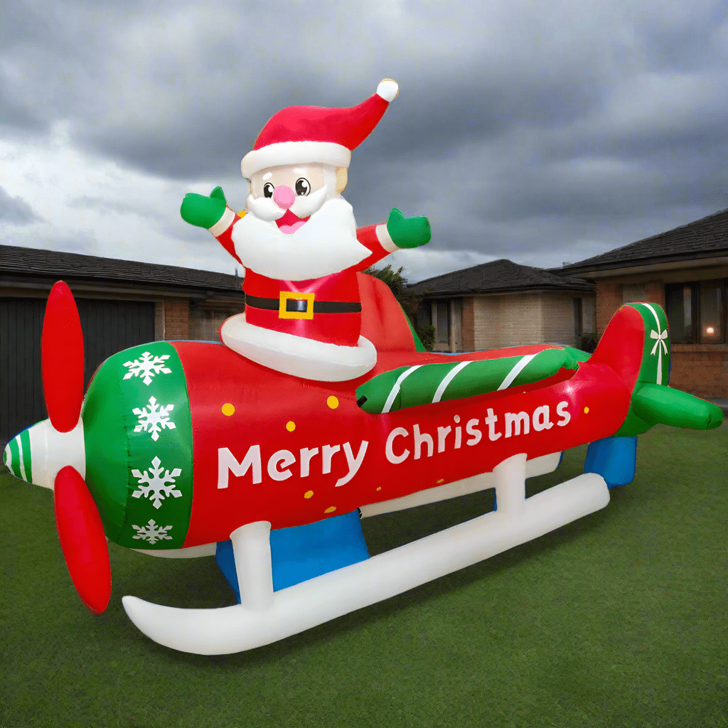 Santa's Merry Christmas Aeroplane Inflatable - 270cm