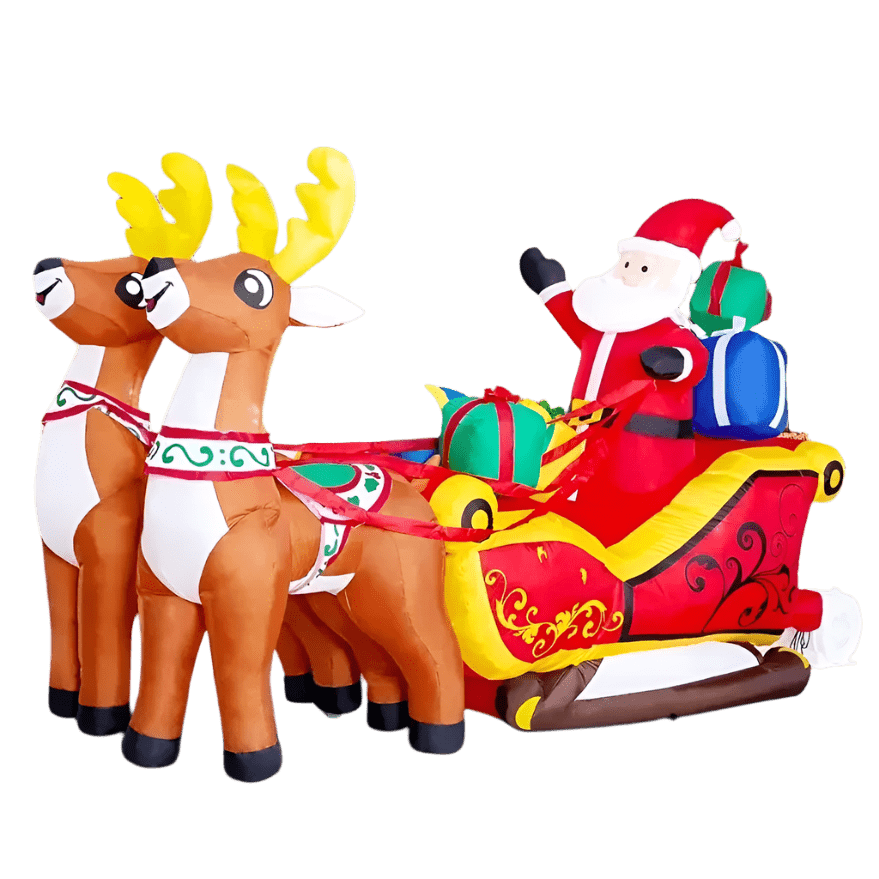 Santa in Sleigh with Reindeer Inflatable - 210cm