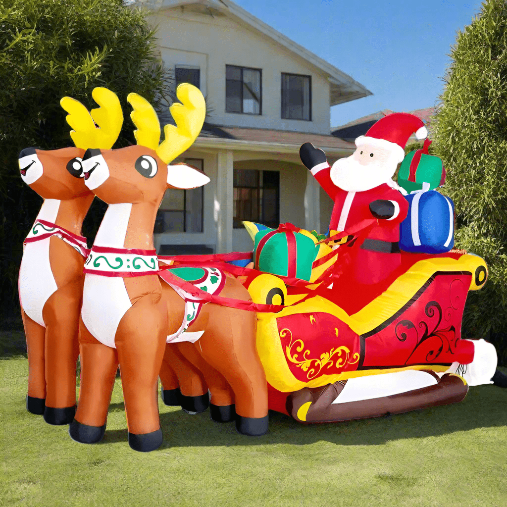Santa in Sleigh with Reindeer Inflatable - 210cm