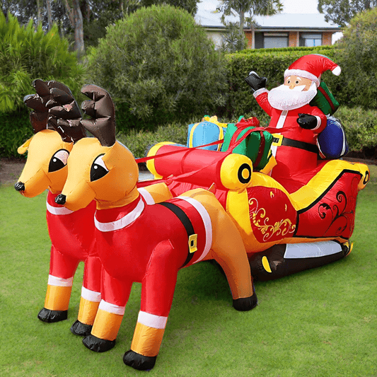 Santa in Sleigh with Reindeers and Gifts Inflatable - 215cm