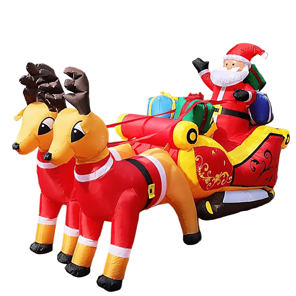 Santa in Sleigh with Reindeers and Gifts Inflatable - 215cm