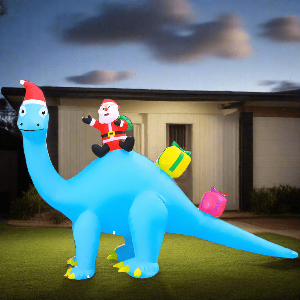 Santa Rides Dinosaur with Presents Inflatable - 310cm