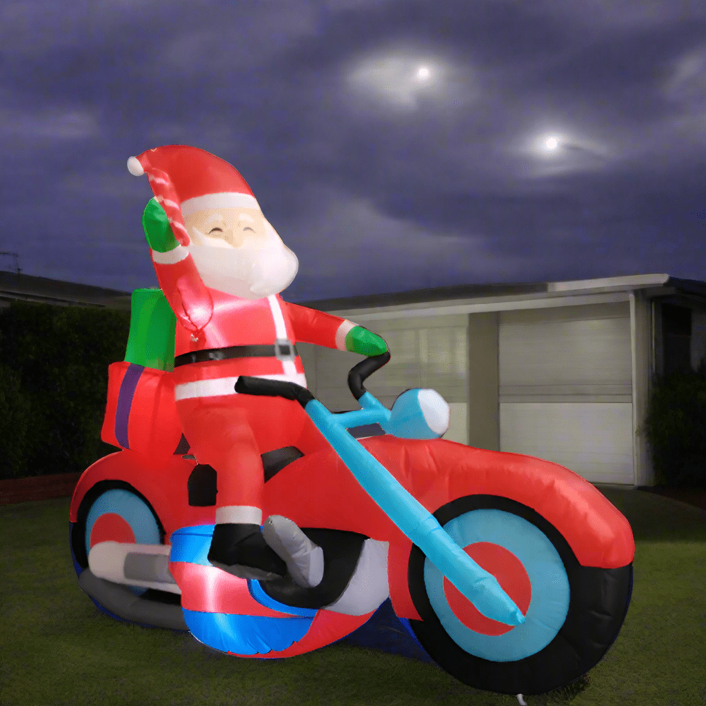 Santa riding Motorbike with Presents Inflatable - 180cm