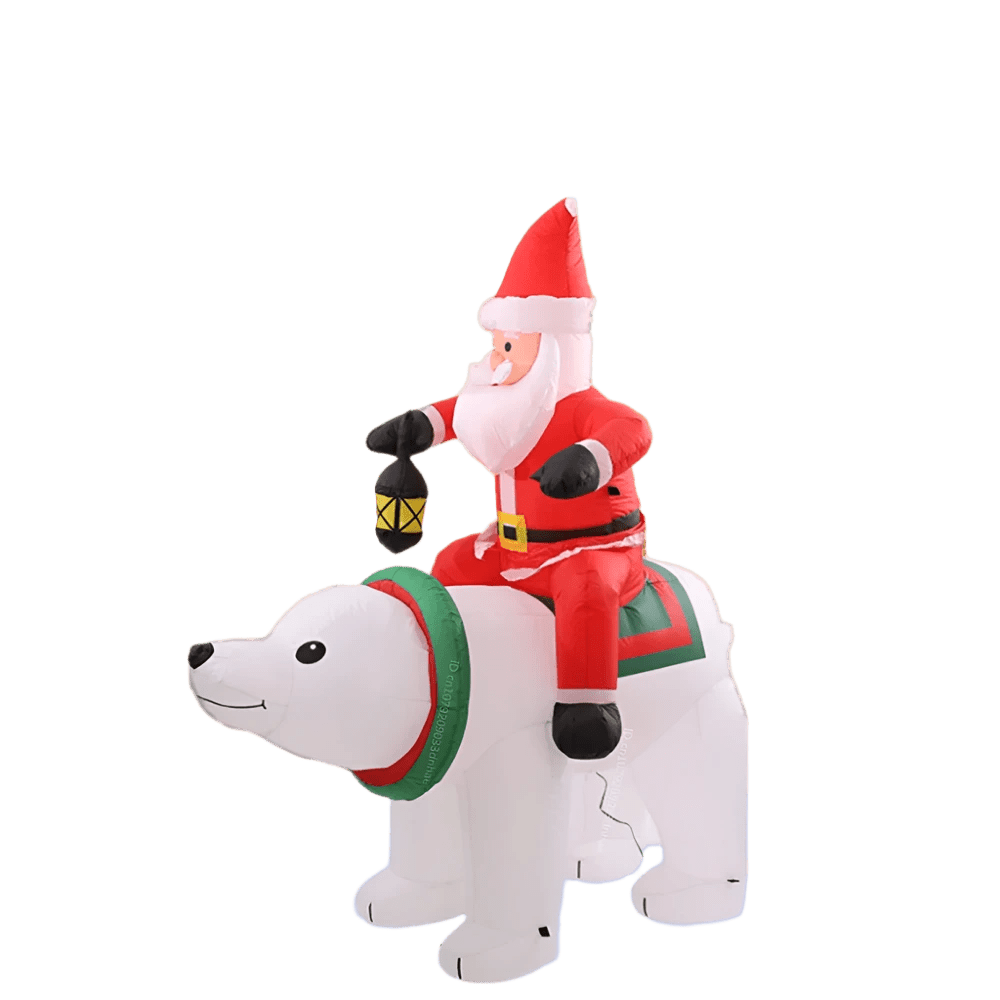 Santa Riding Polar Bear with Lantern - 175cm
