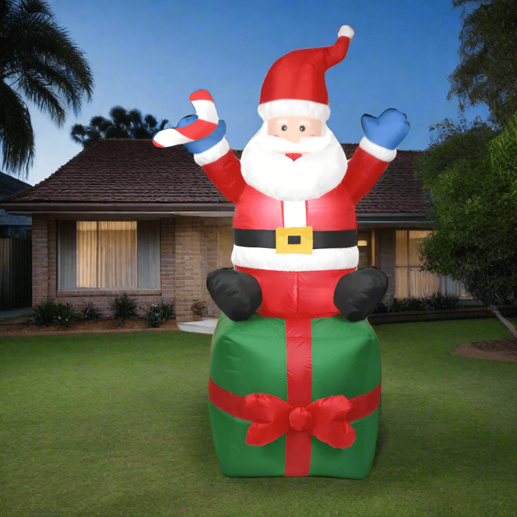 Santa Sitting on Gift Box Inflatable - 180cm