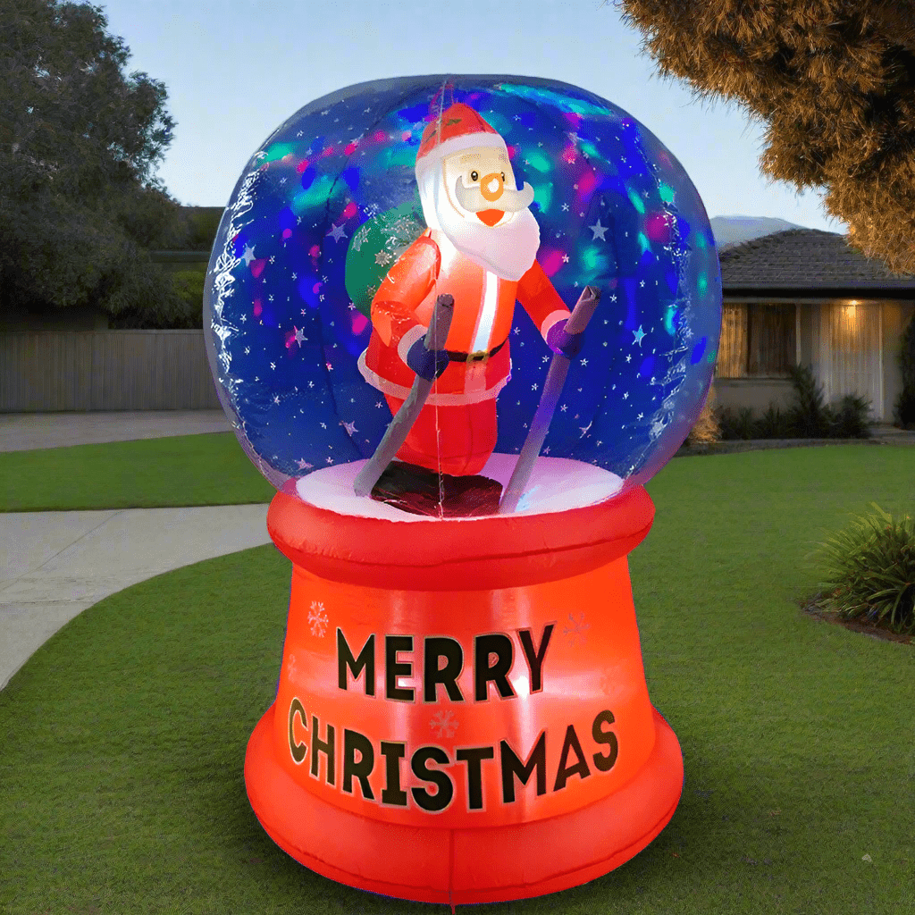 Santa Skiing in Snow Globe Inflatable - 180cm