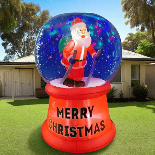 Santa Skiing in Snow Globe Inflatable - 180cm