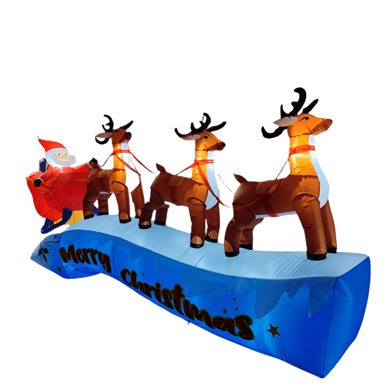 Santa Sleigh with Three Reindeer Inflatable – 360cm