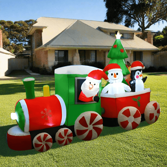 Santa, Snowman, Penguin and Tree in a Train - 280cm