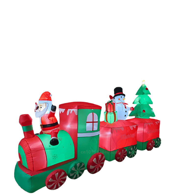 Santa Train with Tree and Snowman Inflatable - 310cm