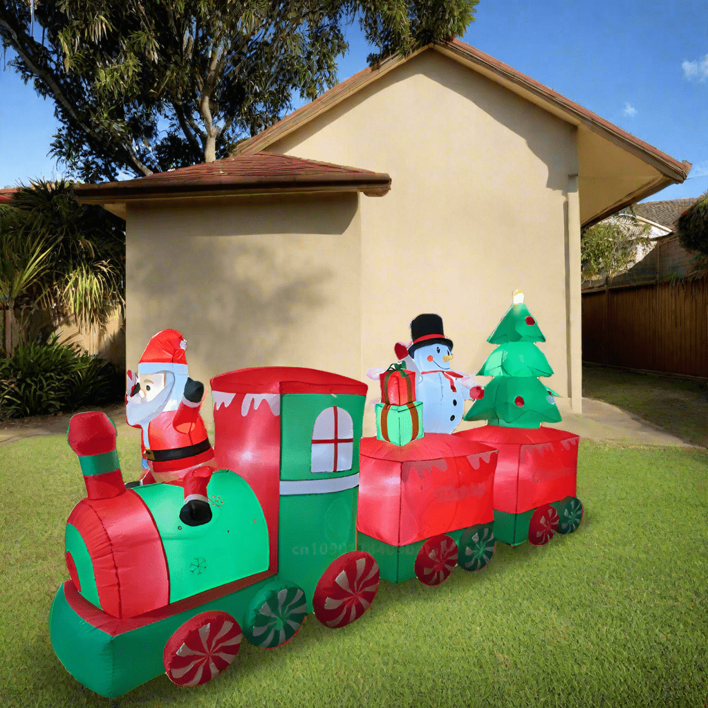 Santa Train with Tree and Snowman Inflatable - 310cm