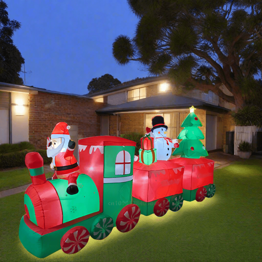 Santa Train with Tree and Snowman Inflatable - 310cm